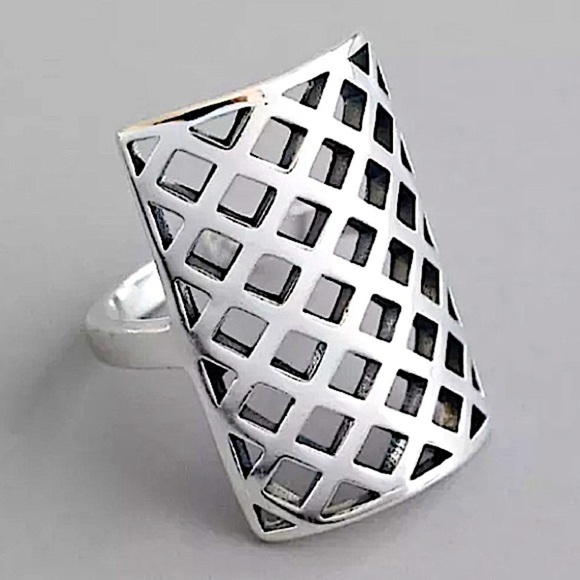 NEW STERLING SILVER BOHO GEOMETRIC ADJUSTABLE RING - Picture 1 of 6